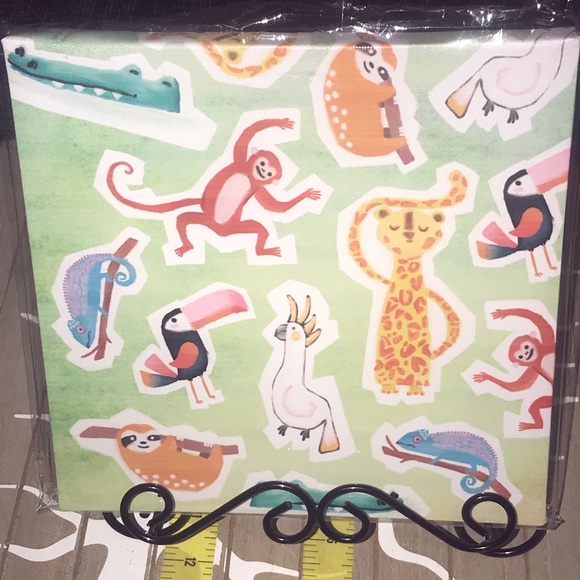 Nursery Animals Print Canvas Wall Art 8.5” x 8.5” - Picture 6 of 9